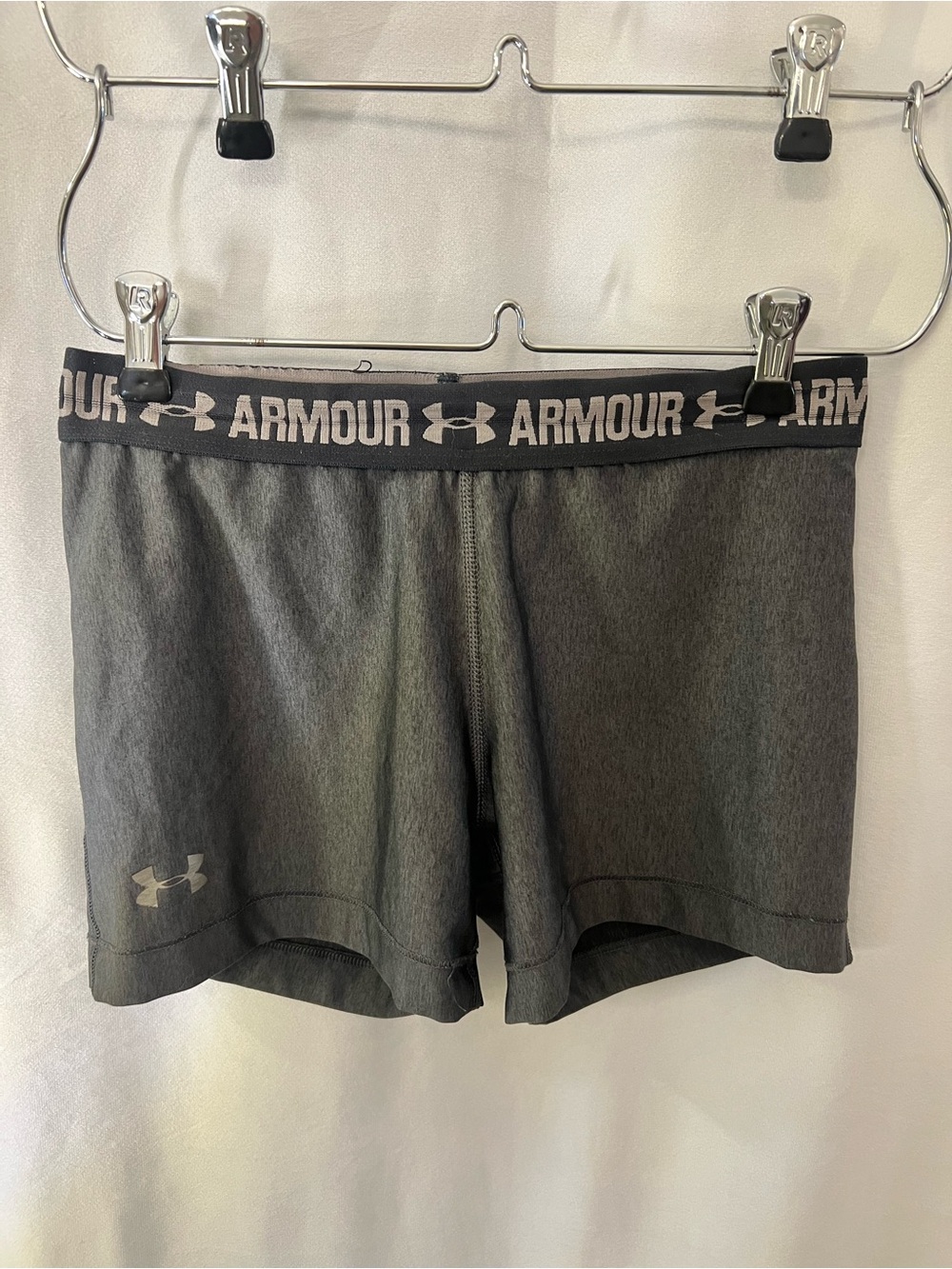 Under Armour Women's Dark Gray Athletic Shorts with Branded Waistband